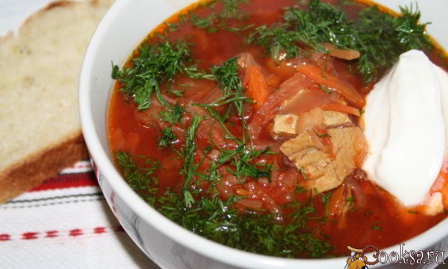 Рецепт борща на индюшином бедрышке
