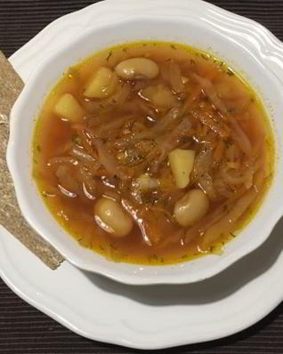 Борщ постный с фасолью