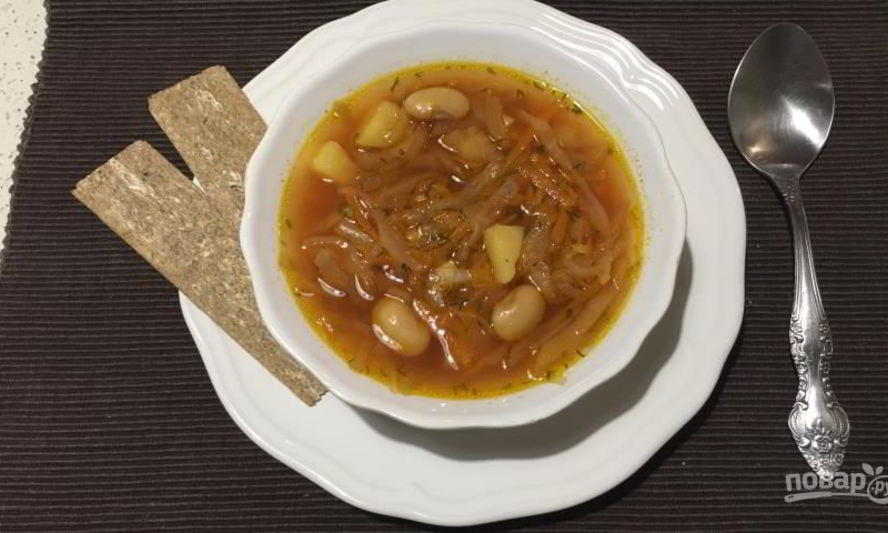 Рецепт борща постного с фасолью