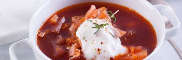 борщ с куриной грудкой и грибами