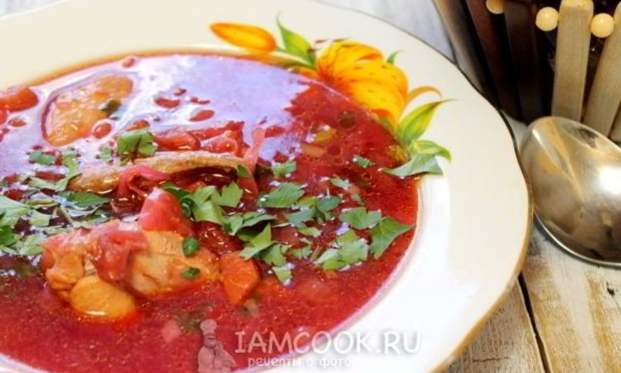 Рецепт борща с куриными крылышками