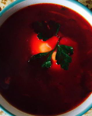 Борщ с вяленой свининой