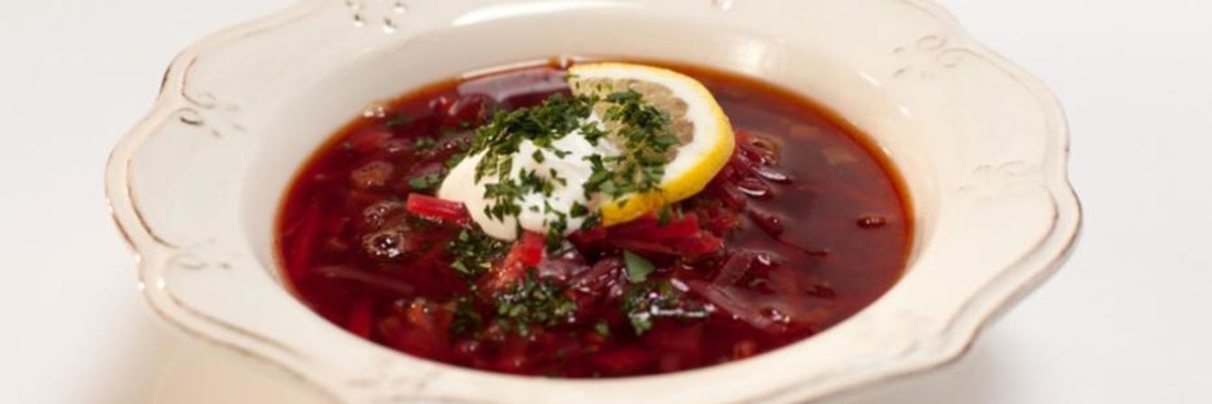 Борщ с языком и черносливом