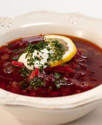 Борщ с языком и черносливом