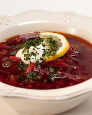 Борщ с языком и черносливом