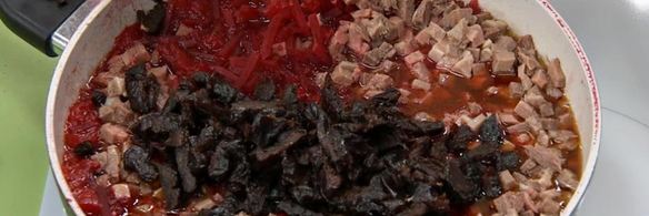 борщ с языком и черносливом