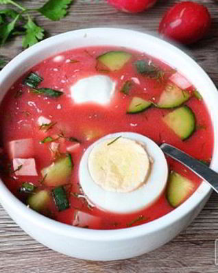 Холодный борщ с маринованной свеклой