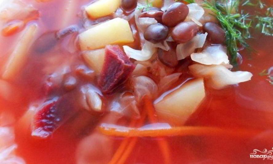 Рецепт красного борща с фасолью