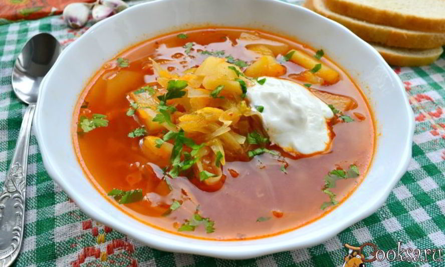 Рецепт постного летнего борща без мяса