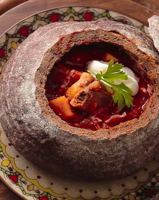 Украинский борщ в хлебе