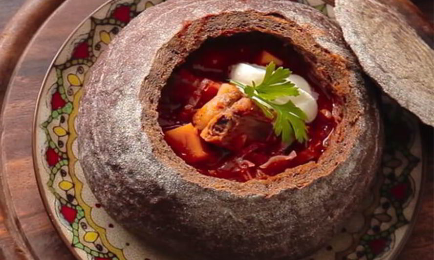 Рецепт украинского борща в хлебе