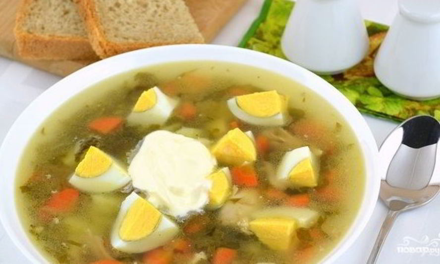 Рецепт зеленого борща с курицей