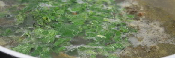 зеленый борщ со щавелем на куриных сердечках