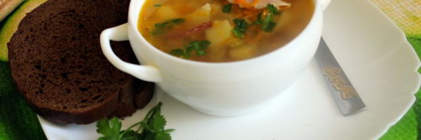 Куриный суп с зеленым горохом и чечевицей Бобовый дуэт