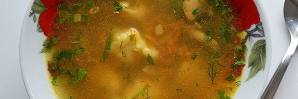 гречневый суп с грибами и картофельными клецками