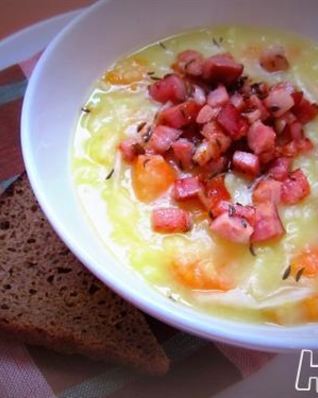 Густой картофельный суп с квашеной капустой