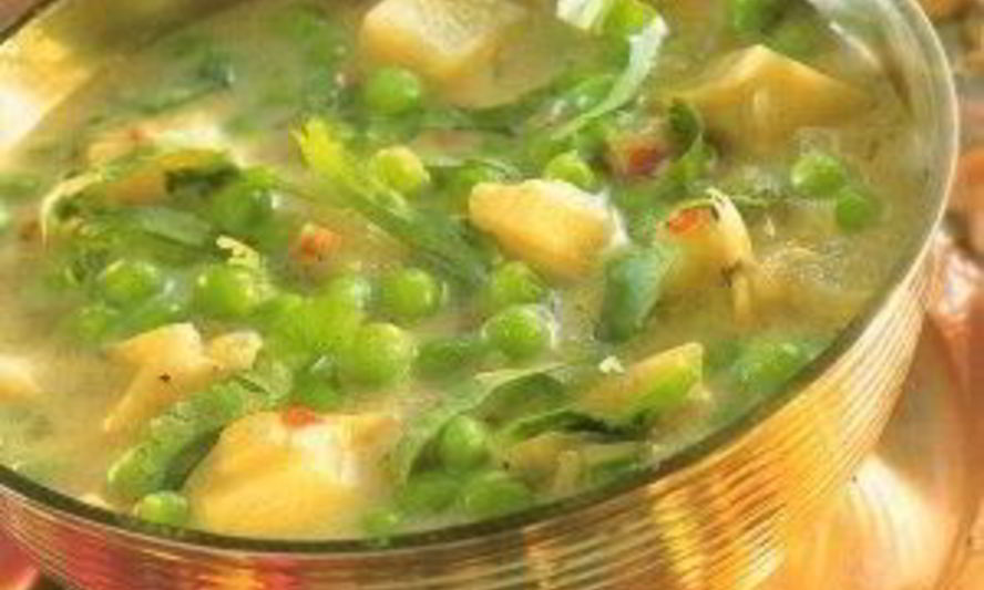 Рецепт индийского супа с картофелем и горошком