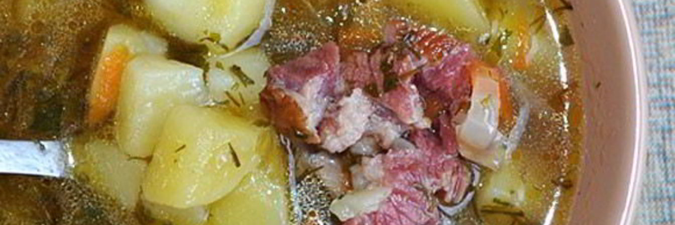 Картофельный суп с копченой курицей