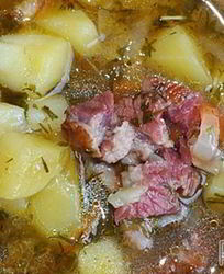 Картофельный суп с копченой курицей