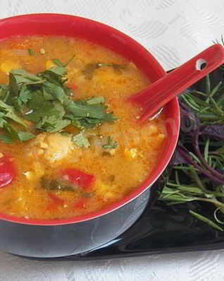 Куриный суп с кукурузой и тыквой