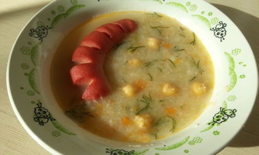 Рецепт нутового супа с запеченной сосиской