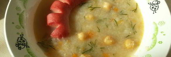 нутовый суп с запеченной сосиской