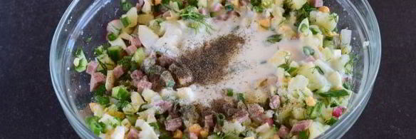 окрошка на кефире с колбасой