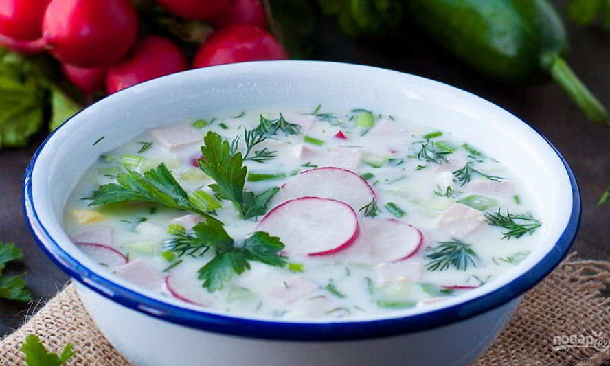 Рецепт окрошки на кефире