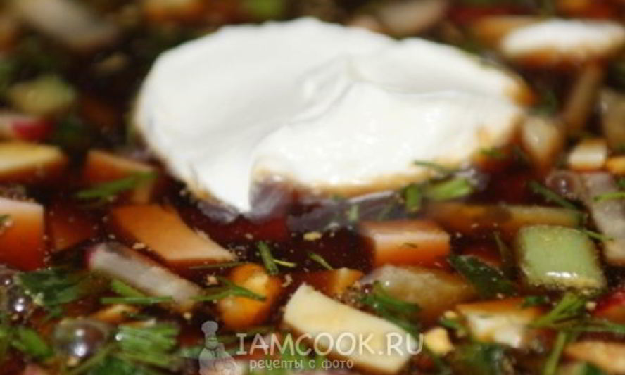 Рецепт окрошки на квасе с докторской колбасой