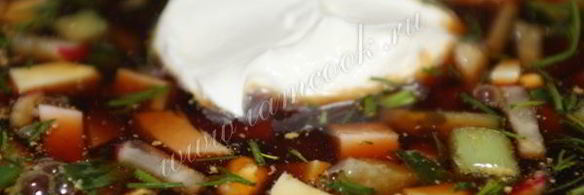 окрошка на квасе с докторской колбасой