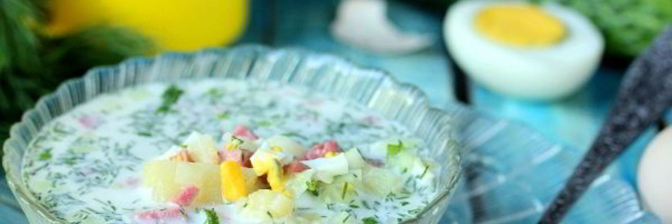 Окрошка на воде с сервелатом