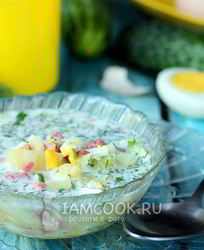 Окрошка на воде с сервелатом