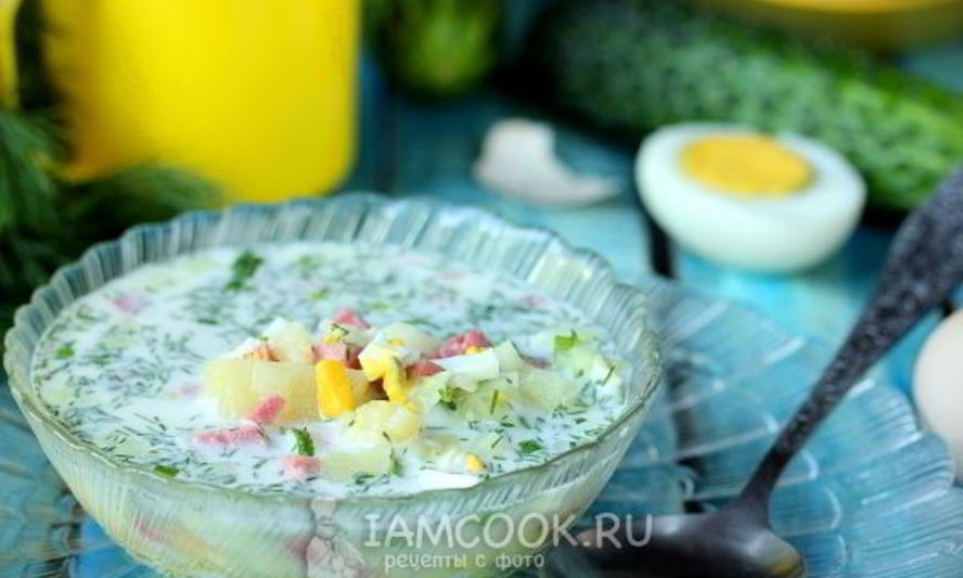 Рецепт окрошки на воде с сервелатом