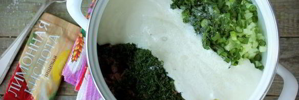 окрошка на воде с сервелатом