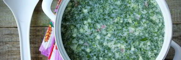 окрошка на воде с сервелатом