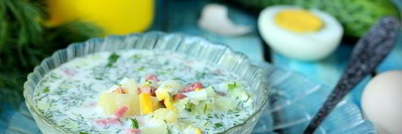 окрошка на воде с сервелатом