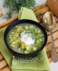 Окрошка с адыгейским сыром и морковью