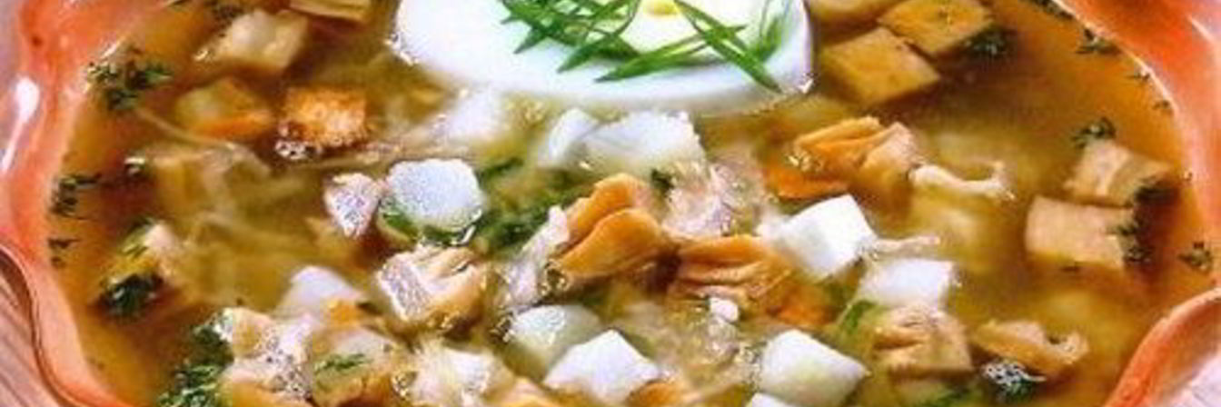 Окрошка с грибами и горчицей