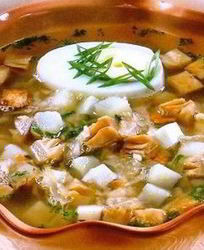 Окрошка с грибами и горчицей