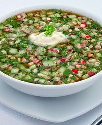 Окрошка с колбасой на квасе классическая