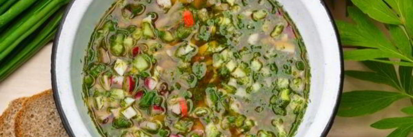 Окрошка с крабовыми палочками