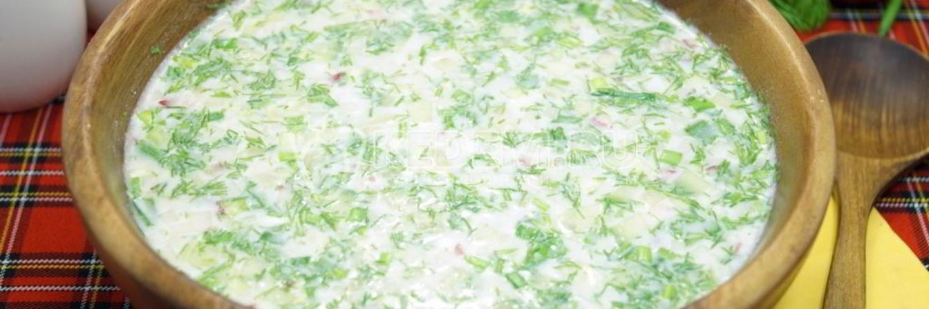 Окрошка с курицей на квасе