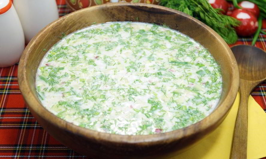 Рецепт окрошки с курицей на квасе