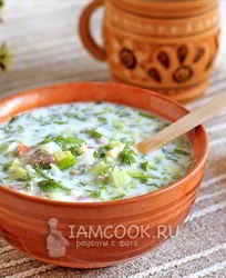 Окрошка с мясом на кефире