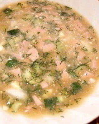 Окрошка с вареной колбасой на квасе