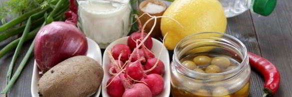 вегетарианская окрошка на кефире и минералке