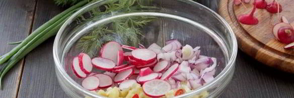 вегетарианская окрошка на кефире и минералке