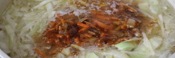 щи из свежей капусты с баклажанами