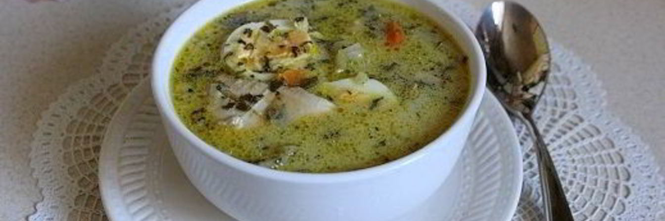 Щи со шпинатом и шампиньонами