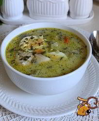 Щи со шпинатом и шампиньонами